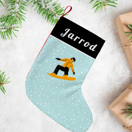 Calcetín Navideño Pequeño Hombre Snowboard su nombre Deportes de invierno ex