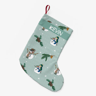 Calcetín Navideño Pequeño Hombres de nieve. Personalizable con el nombre.
