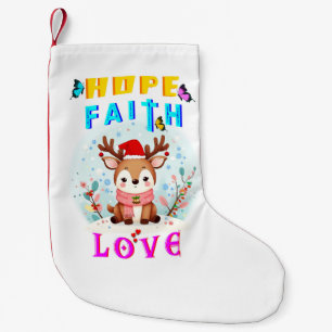 Calcetín Navideño Pequeño Hope Faith Love