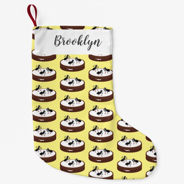 Calcetín Navideño Pequeño Hormigas felices patinando hielo en personalizado  (Anverso)