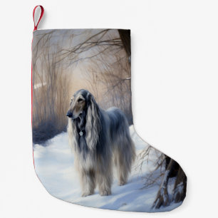 Calcetín Navideño Pequeño Hound afgano deja que nieve Navidades