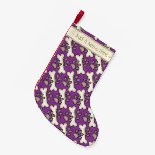 Calcetín Navideño Pequeño Hueso de perro y Pawprint