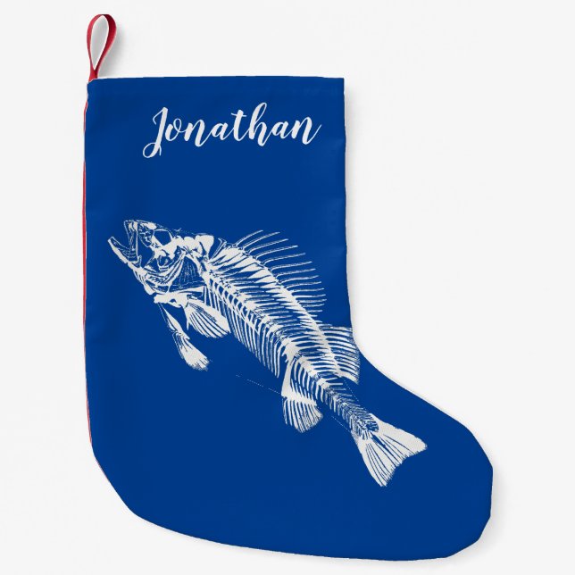 Calcetín Navideño Pequeño Hueso de pescado personalizado en aleteo (Anverso)