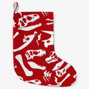 Calcetín Navideño Pequeño Huesos de dinosaurio (rojo)