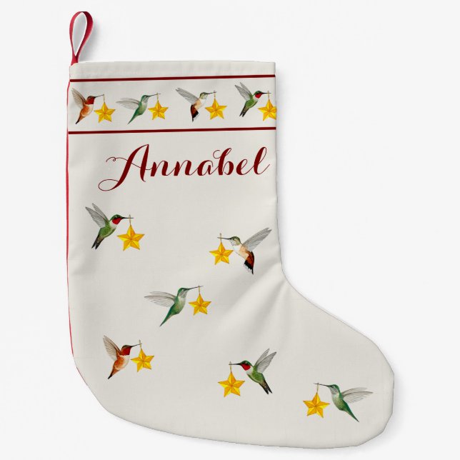 Calcetín Navideño Pequeño Hummingbirds personalizado (Anverso)