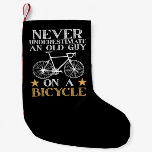 Calcetín Navideño Pequeño Humor Divertido de Ciclista en Bicicleta