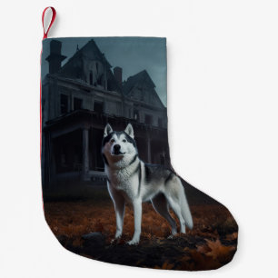 Calcetín Navideño Pequeño Husky Siberiano de Halloween Espantoso