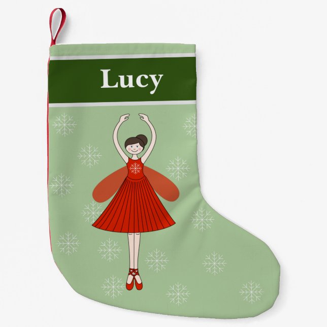 Calcetín Navideño Pequeño illusima Ballerina Fairy Navidades Snowflakes Sma (Anverso)