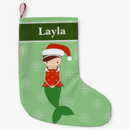 Calcetín Navideño Pequeño illusima Sirena Navidad Copos de Nieve Verde