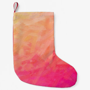 Calcetín Navideño Pequeño Ilustracion abstracto de la Bristle Brus rosa y am