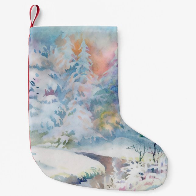 Calcetín Navideño Pequeño Ilustracion acuático de invierno (Anverso)