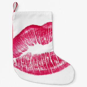 Calcetín Navideño Pequeño Ilustracion aislado de labios rojos vivos