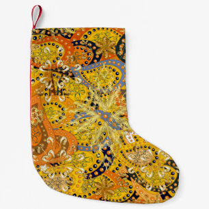 Calcetín Navideño Pequeño Ilustracion amarillo, naranja y marrón. I
