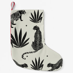Calcetín Navideño Pequeño Ilustracion Cheetah minimalista Vintage