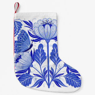 Calcetín Navideño Pequeño ilustracion con mariposas y flores aisladas