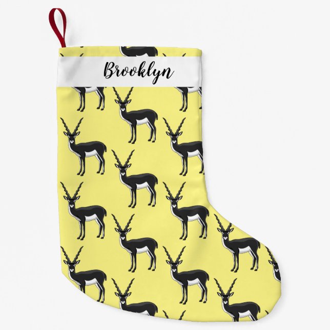 Calcetín Navideño Pequeño Ilustración de antílope blackbuck (Anverso)