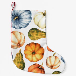 Calcetín Navideño Pequeño Ilustracion de calabaza: Patrón acuarela sin foco