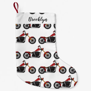 Calcetín Navideño Pequeño Ilustracion de motocicleta estilo helicóptero