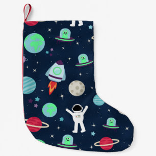 Calcetín Navideño Pequeño Ilustración de patrón espacial