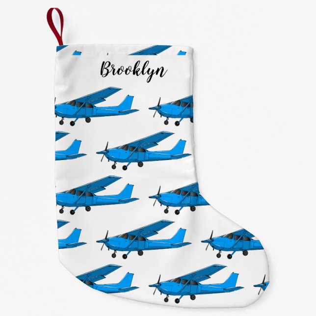 Calcetín Navideño Pequeño Ilustracion de personalizado de aviones (Anverso)