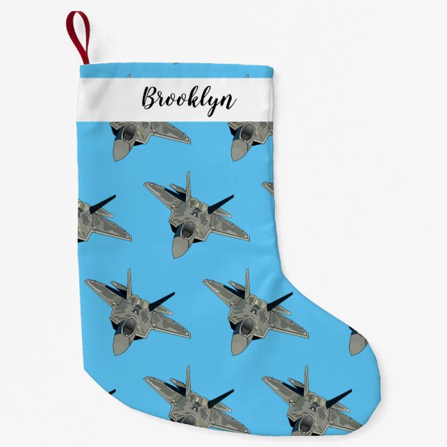 Calcetín Navideño Pequeño Ilustracion de personalizado de aviones de combate (Anverso)