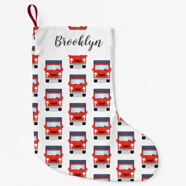 Calcetín Navideño Pequeño Ilustracion de personalizado de camión de kawaii r (Anverso)