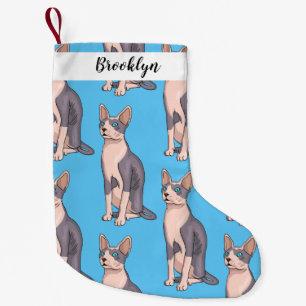 Calcetín Navideño Pequeño Ilustracion de personalizado de gatos Sfinx