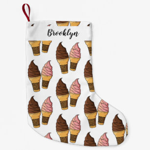 Calcetín Navideño Pequeño Ilustracion de personalizado de helado de cono