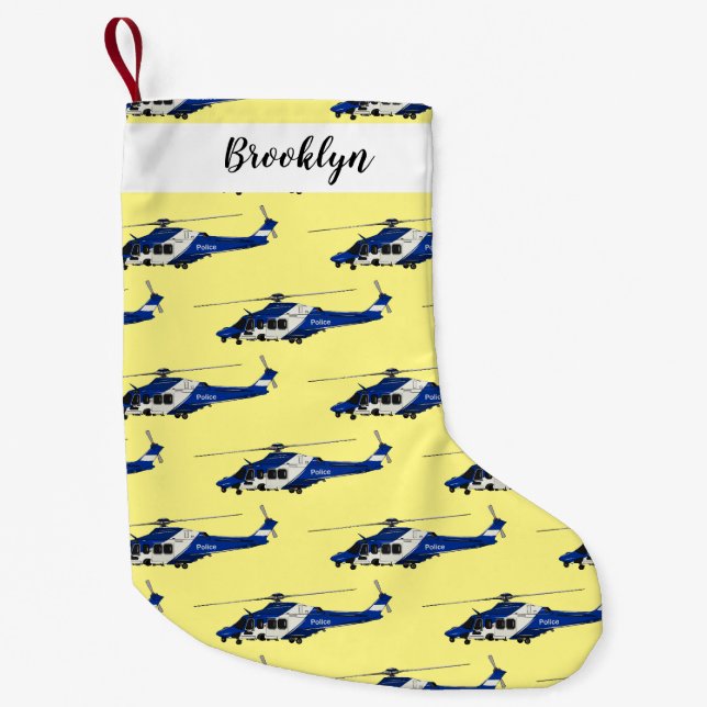 Calcetín Navideño Pequeño Ilustracion de personalizado de helicópteros de la (Anverso)