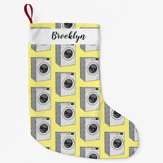 Calcetín Navideño Pequeño Ilustracion de personalizado de lavadora (Anverso)