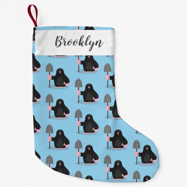 Calcetín Navideño Pequeño Ilustracion de personalizado de lunar feliz (Anverso)