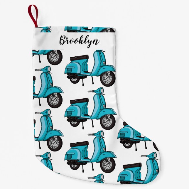 Calcetín Navideño Pequeño Ilustracion de personalizado de motocicletas con c (Anverso)