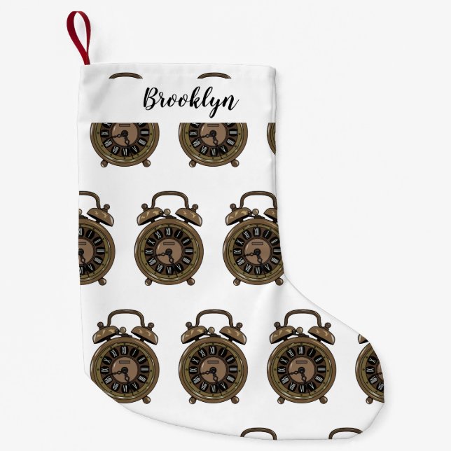 Calcetín Navideño Pequeño Ilustracion de personalizado de reloj de alarma (Anverso)