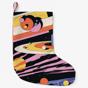 Calcetín Navideño Pequeño Ilustracion de resumen espacial psicodélico, geom