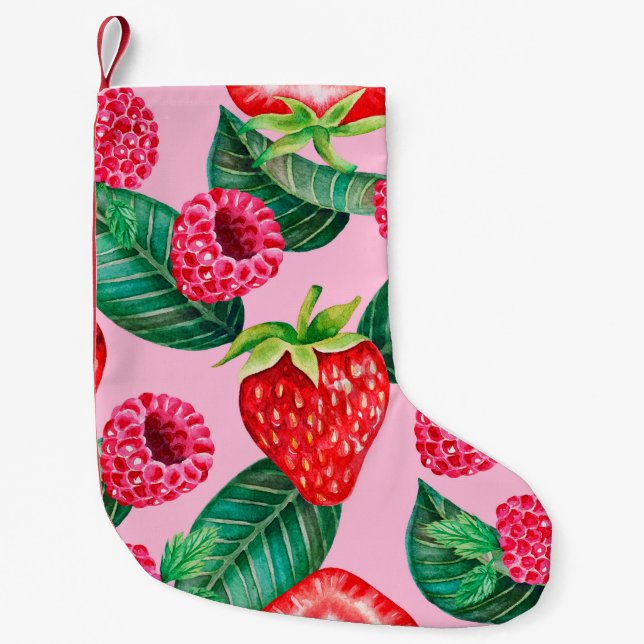 Calcetín Navideño Pequeño Ilustracion del patrón dibujado a mano de acuarela (Anverso)