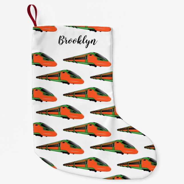 Calcetín Navideño Pequeño Ilustracion del personalizado del tren de bala (Anverso)