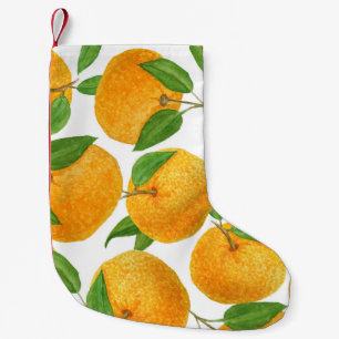 Calcetín Navideño Pequeño Ilustracion mandarino de Tangerina: agua vibrante