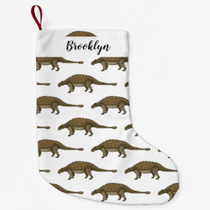 Calcetín Navideño Pequeño Ilustracion personalizado de Ankylosaurus