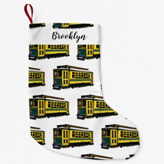 Calcetín Navideño Pequeño Ilustracion personalizado de carrito de Mata (Anverso)