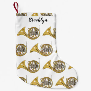 Calcetín Navideño Pequeño Ilustracion personalizado de cuerno francés