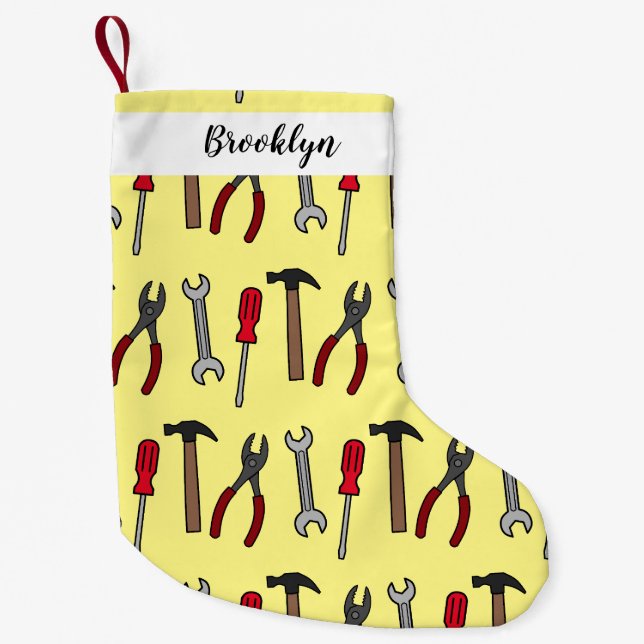 Calcetín Navideño Pequeño Ilustracion personalizado de herramientas de carpi (Anverso)