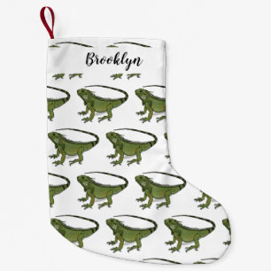 Calcetín Navideño Pequeño Ilustracion personalizado de Iguana