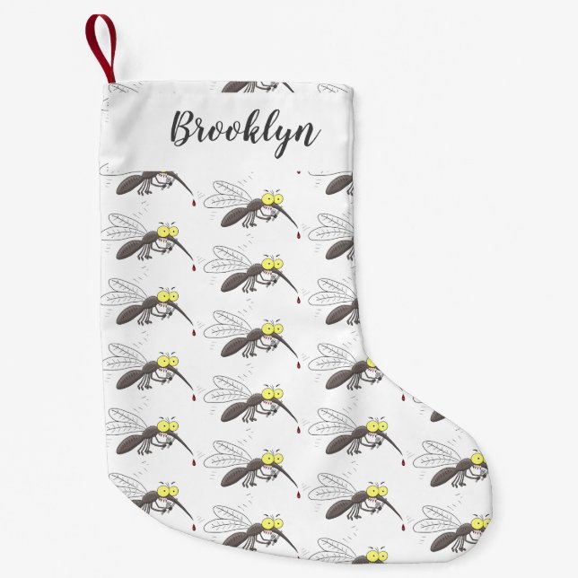 Calcetín Navideño Pequeño Ilustracion personalizado de insectos de mosquitos (Anverso)