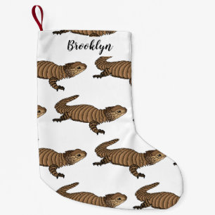 Calcetín Navideño Pequeño Ilustracion personalizado de lagarto de Armadillo