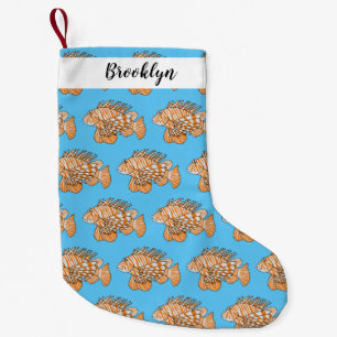 Calcetín Navideño Pequeño Ilustracion personalizado de leonfish feliz