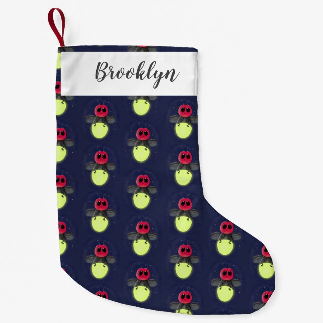 Calcetín Navideño Pequeño Ilustracion personalizado de luciérnaga de bichos  (Anverso)