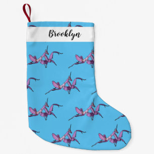 Calcetín Navideño Pequeño Ilustracion personalizado de mantis orquídea