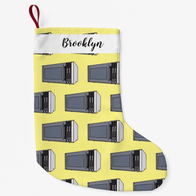 Calcetín Navideño Pequeño Ilustracion personalizado de microondas (Anverso)