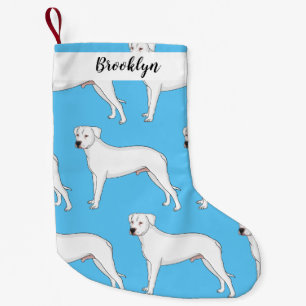 Calcetín Navideño Pequeño Ilustracion personalizado de perro argentino Dogo