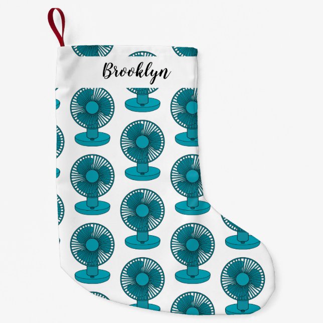 Calcetín Navideño Pequeño Ilustracion personalizado de ventilador (Anverso)